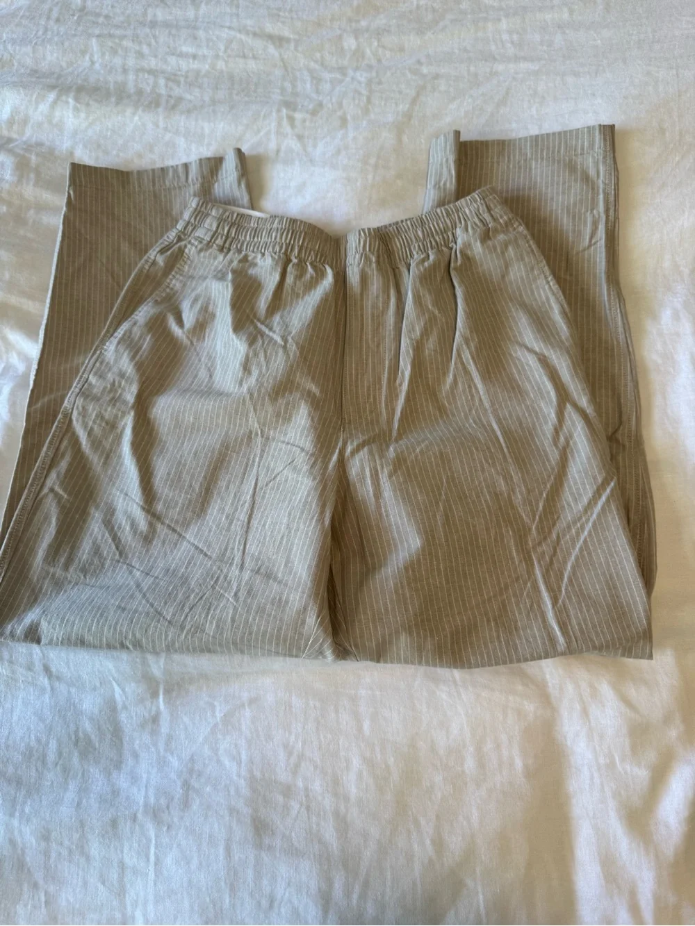 Uniqlo Men's Linen Easy Ankle Pants Striped Sz M NEW